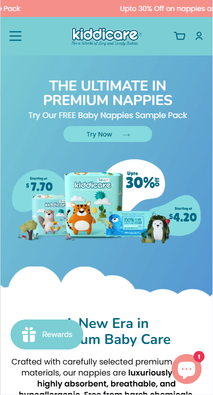 Kiddicare Mobile View